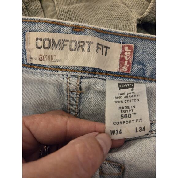 Levi's 560 Jeans 34x34 Comfort Fit Tapered Leg Light Wash - Picture 8 of 9